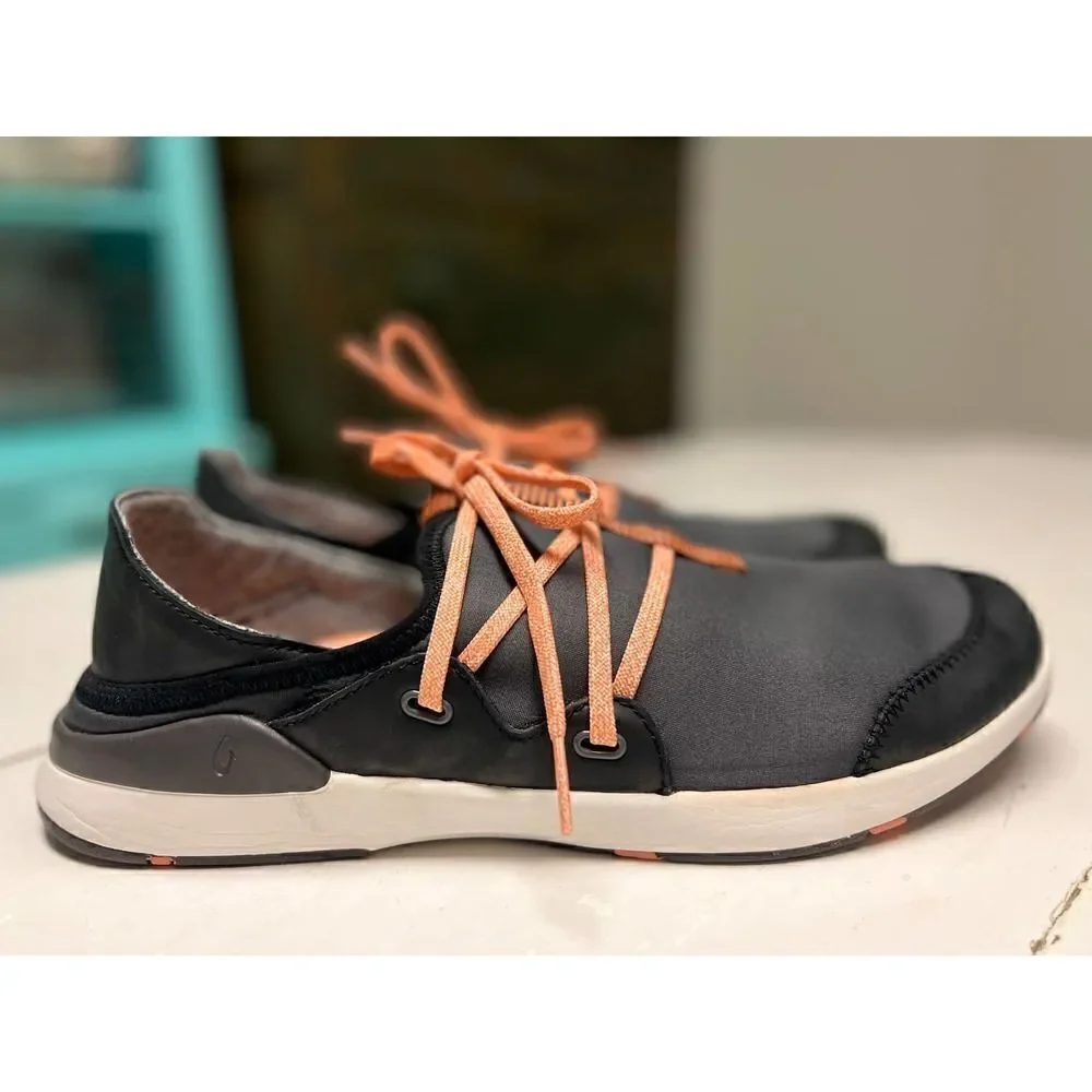 OluKai Women’s Miki Li’ Pavement/Black Quick-Drying Outdoor Shoes Size 11